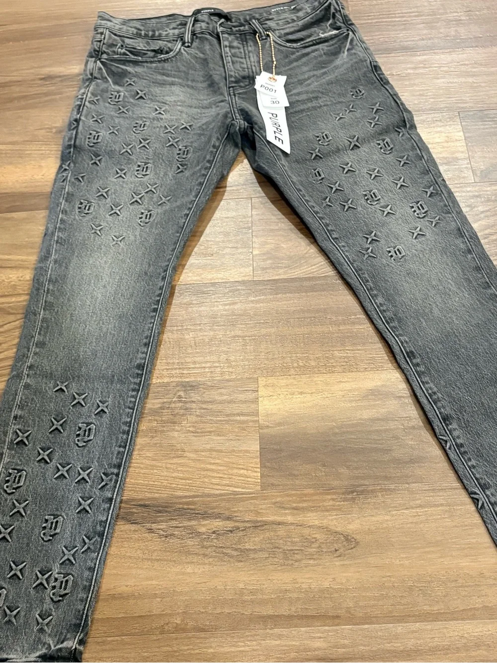 Purple Brand Charcoal Gray Embroidered Skinny Jeans - Men
